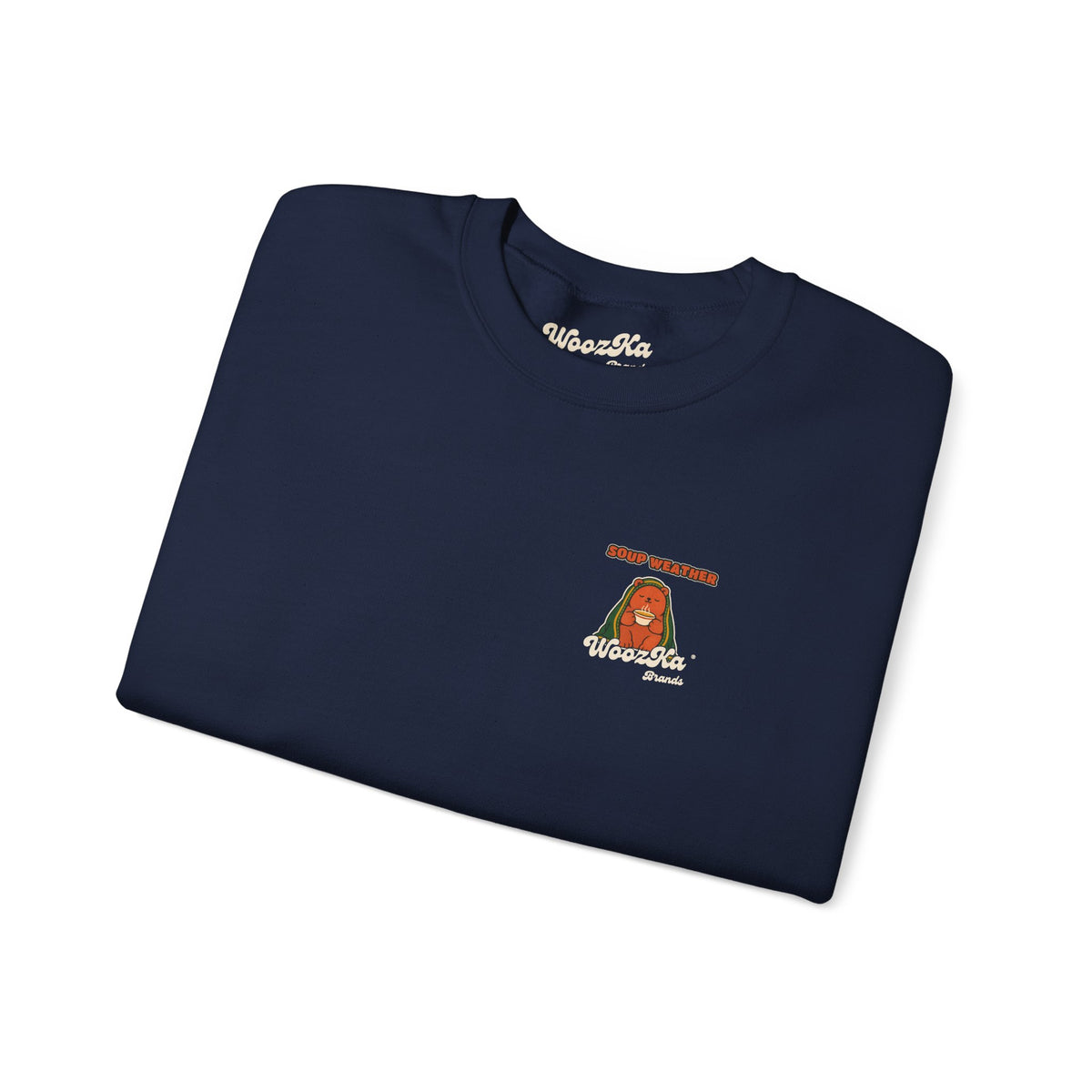 WoozKa Brands Soup Weather Bear Crewneck Sweatshirt, Front and Back Graphic