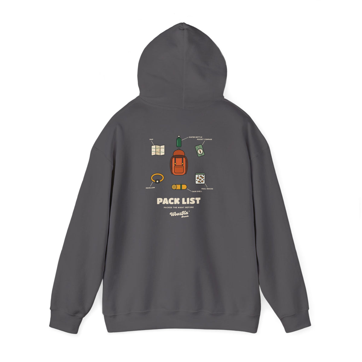 WoozKa Brands Hiking Hoodie, Backpacking Gear List Back Print