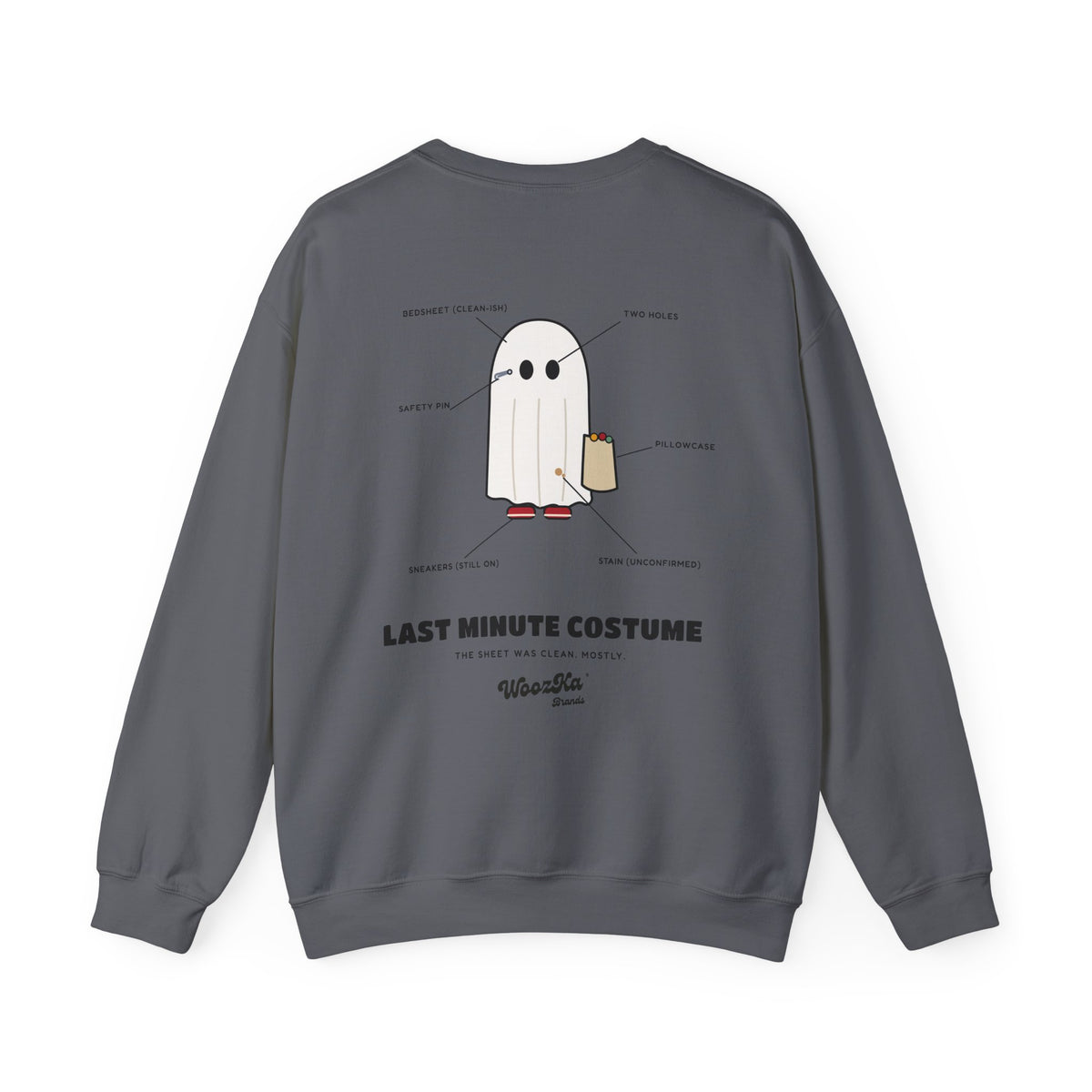 WoozKa Brands Lazy Halloween Costume Sweatshirt, Funny Ghost Back Print