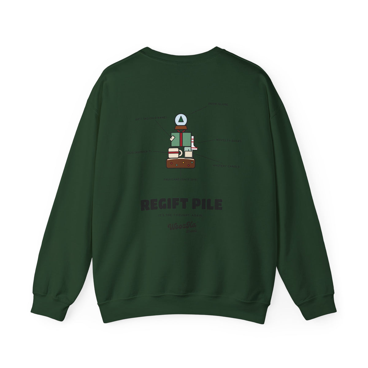 WoozKa Brands Funny Christmas Sweatshirt, Regift Office Party Back Print