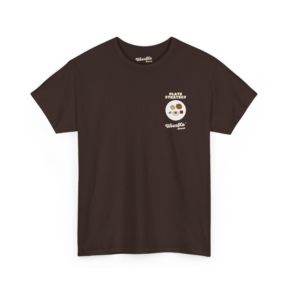 WoozKa Brands Funny Thanksgiving T-Shirt, Turkey Dinner Plate Back Print