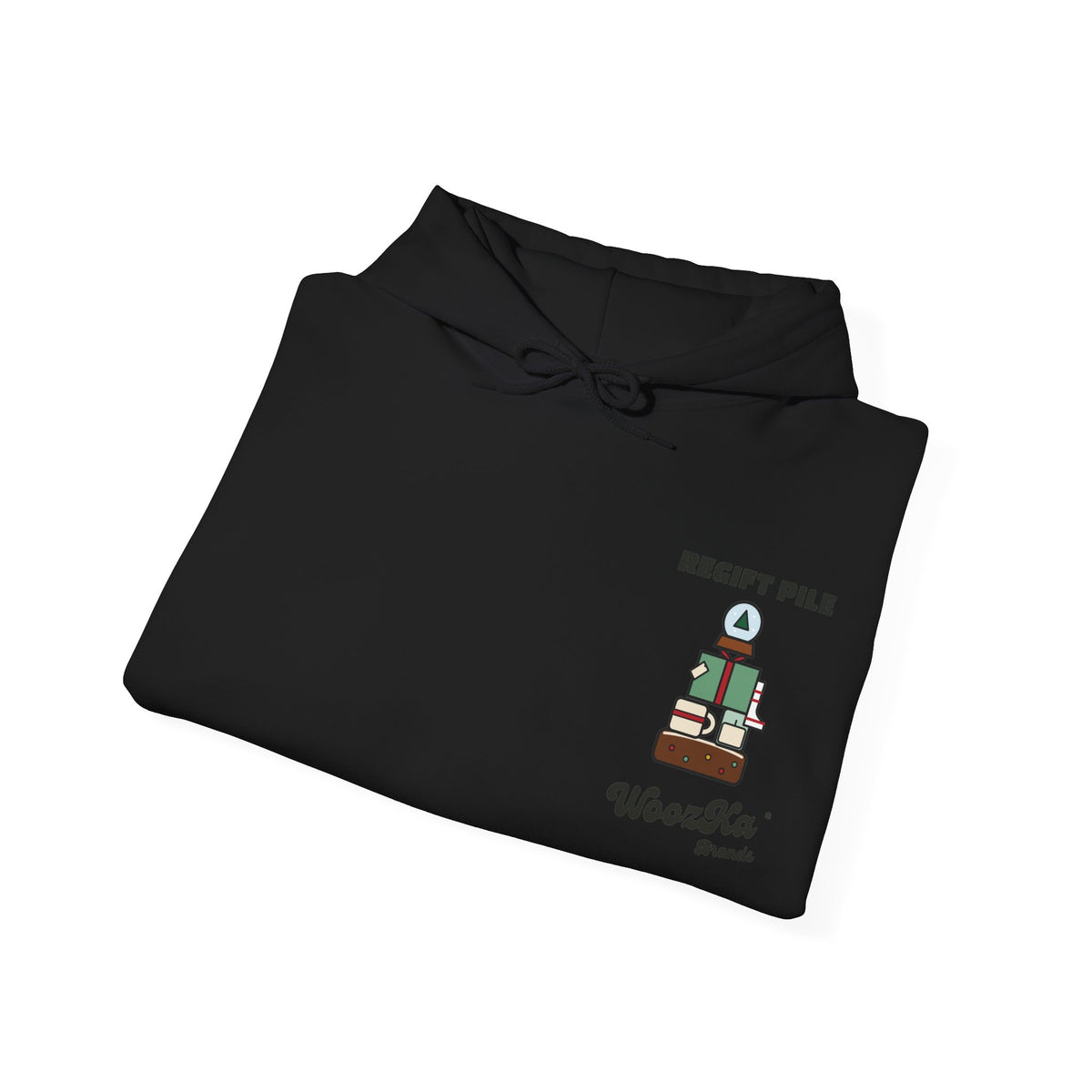 WoozKa Brands Funny Christmas Hoodie, Regift Office Party Wide Back Print