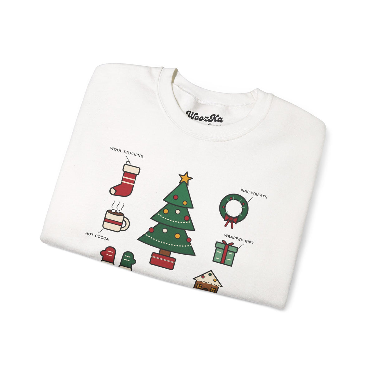 WoozKa Brands Cute Christmas Tree Sweatshirt, Holiday List Front Print