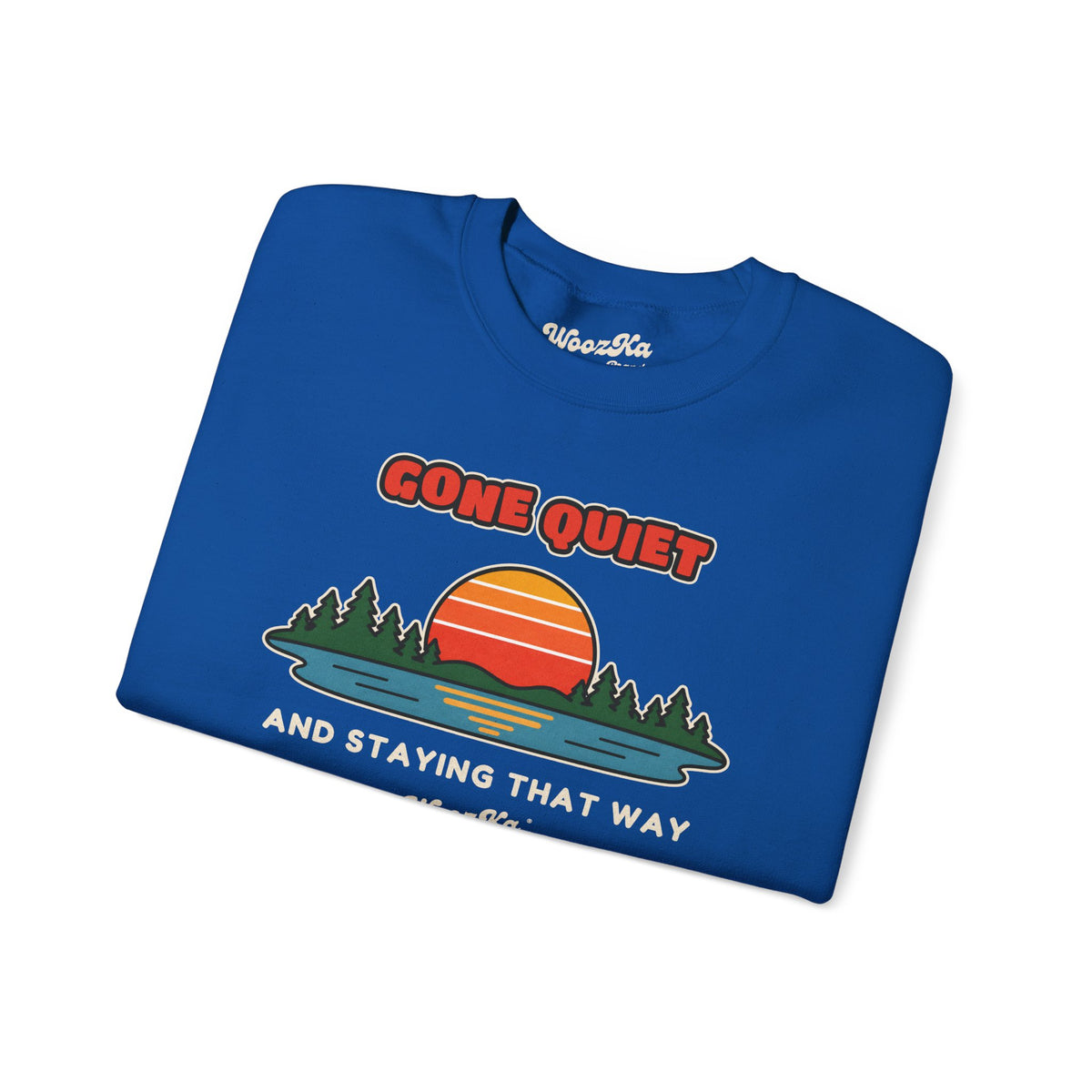 WoozKa Brands Retro Sunset Lake Sweatshirt, Nature Outdoors Front Print