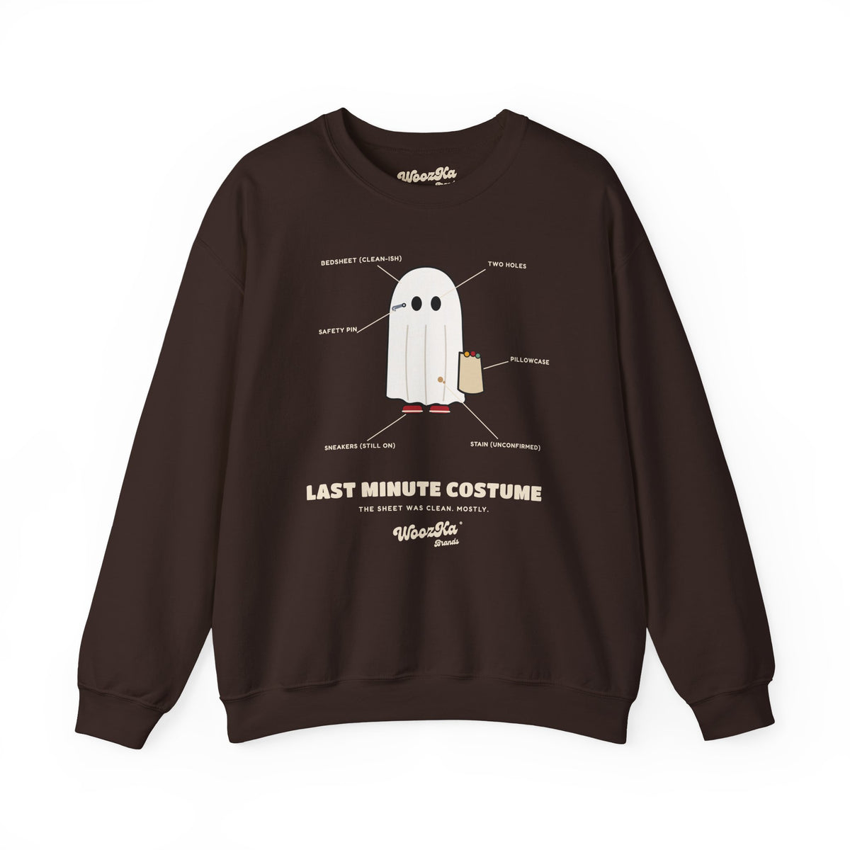 WoozKa Brands Lazy Halloween Costume Sweatshirt, Funny Ghost Front Print