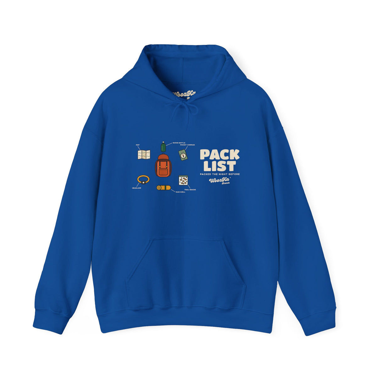 WoozKa Brands Hiking Hoodie, Backpacking Gear List Wide Front Print