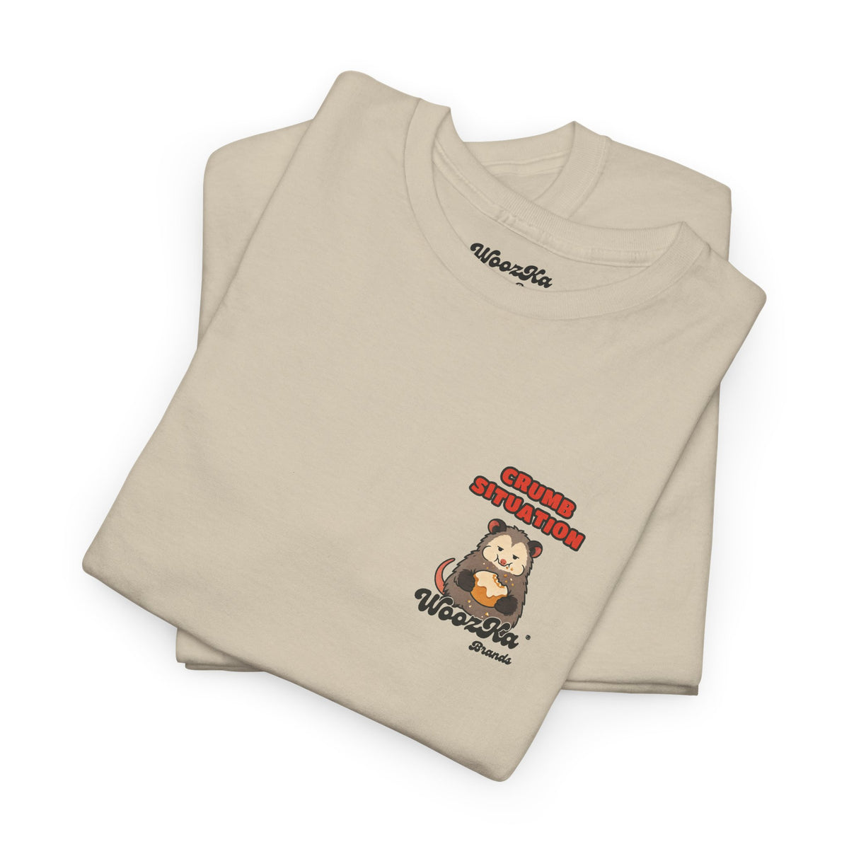WoozKa Brands Crumb Situation Opossum Heavy Cotton T-Shirt, Two-Sided