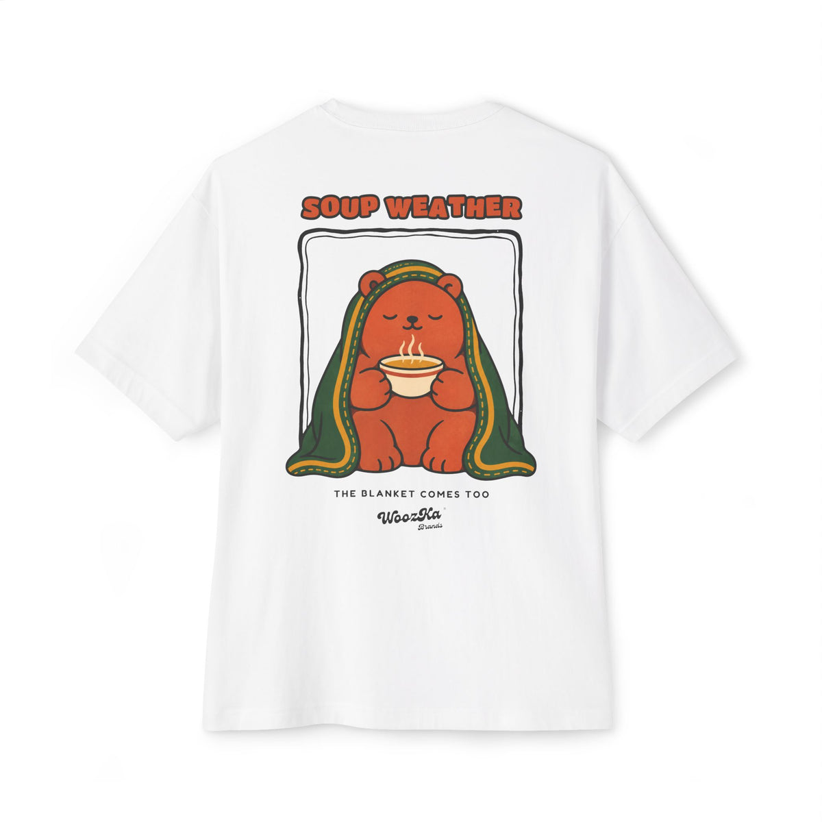 WoozKa Brands Soup Weather Bear Oversized Boxy T-Shirt, Two-Sided Graphic