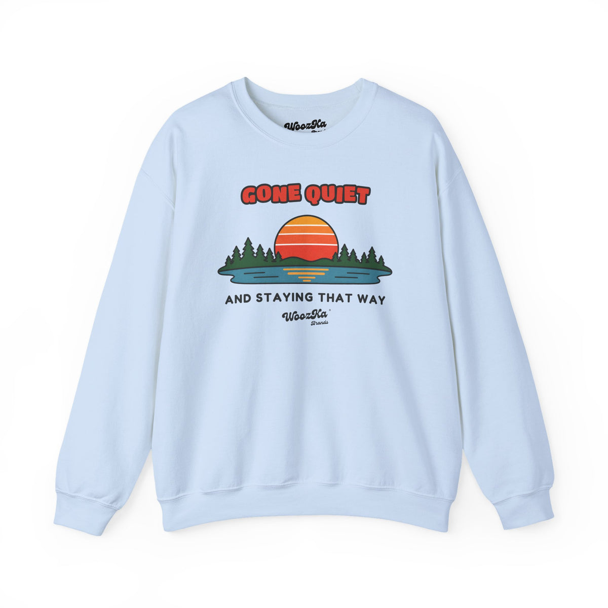 WoozKa Brands Retro Sunset Lake Sweatshirt, Nature Outdoors Front Print