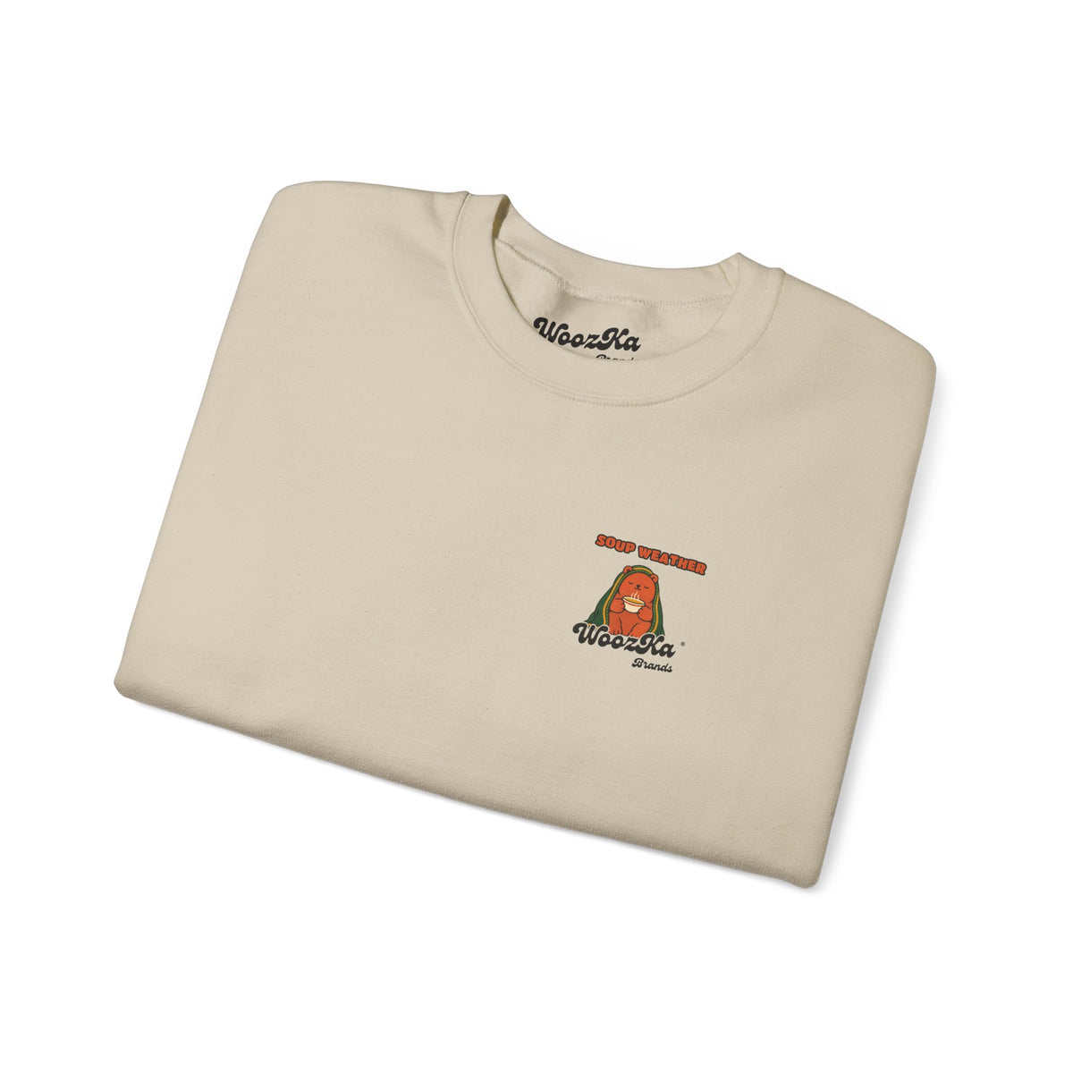 WoozKa Brands Soup Weather Bear Crewneck Sweatshirt, Front and Back Graphic
