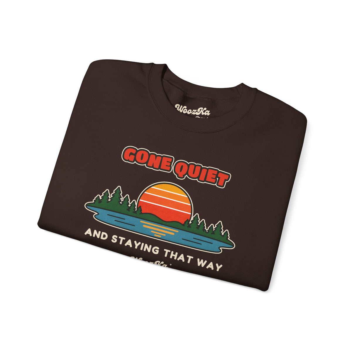 WoozKa Brands Retro Sunset Lake Sweatshirt, Nature Outdoors Front Print