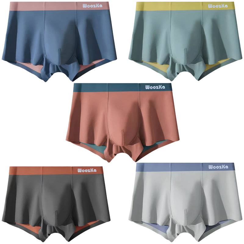 Mens Underwear Super Soft Modal Breathable Seamless Boxer Briefs, Tagless Big U Pouch Trunk