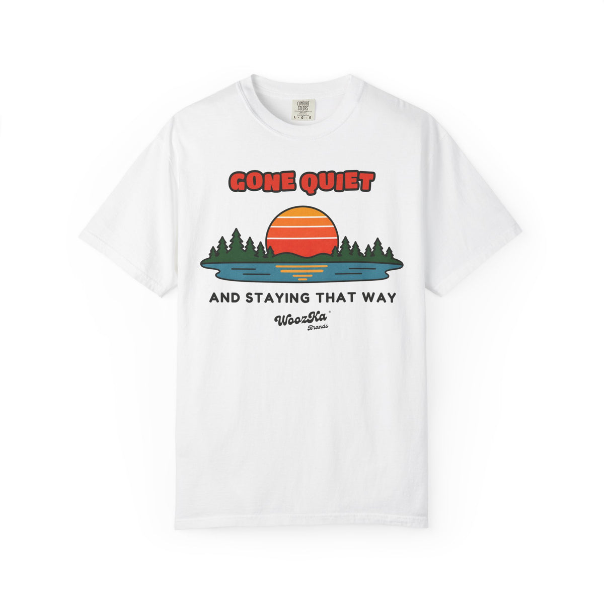 WoozKa Brands Retro Sunset Lake Heavyweight Tee, Nature Front Print