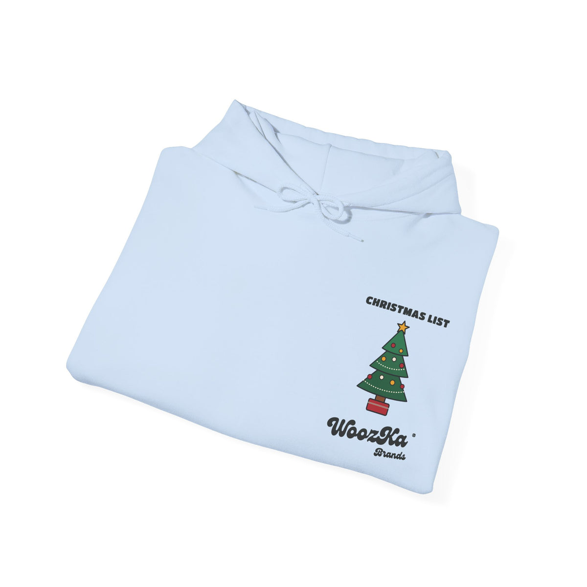 WoozKa Brands Cute Christmas Tree Hoodie, Holiday List Back Print