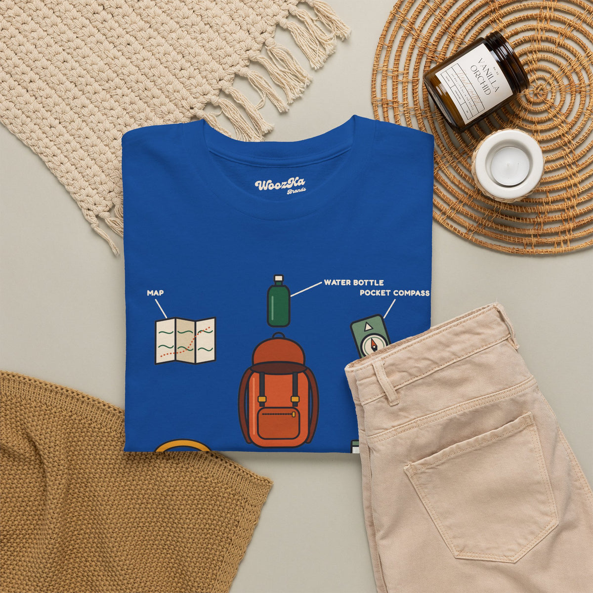 WoozKa Brands Hiking T-Shirt, Backpacking Gear List Front Print