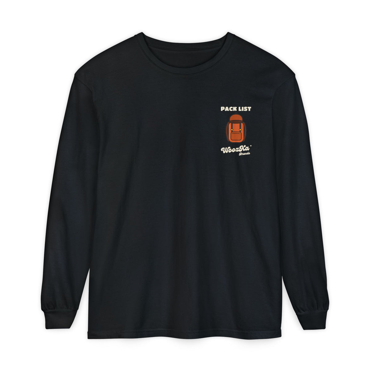 WoozKa Brands Hiking Long Sleeve Tee, Backpacking Gear List Back Print
