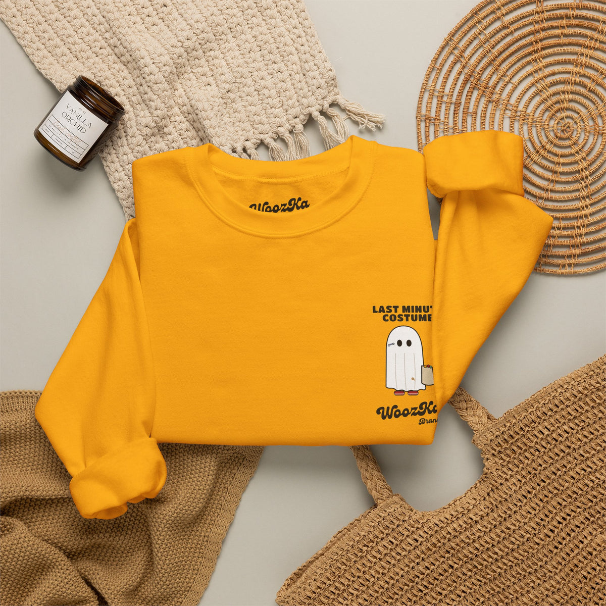 WoozKa Brands Lazy Halloween Costume Sweatshirt, Funny Ghost Back Print