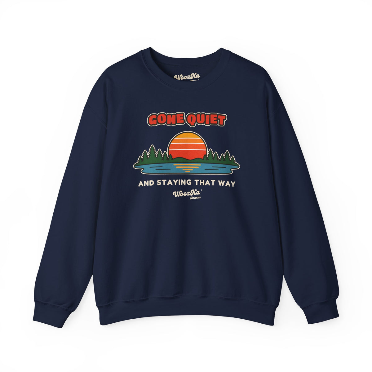 WoozKa Brands Retro Sunset Lake Sweatshirt, Nature Outdoors Front Print