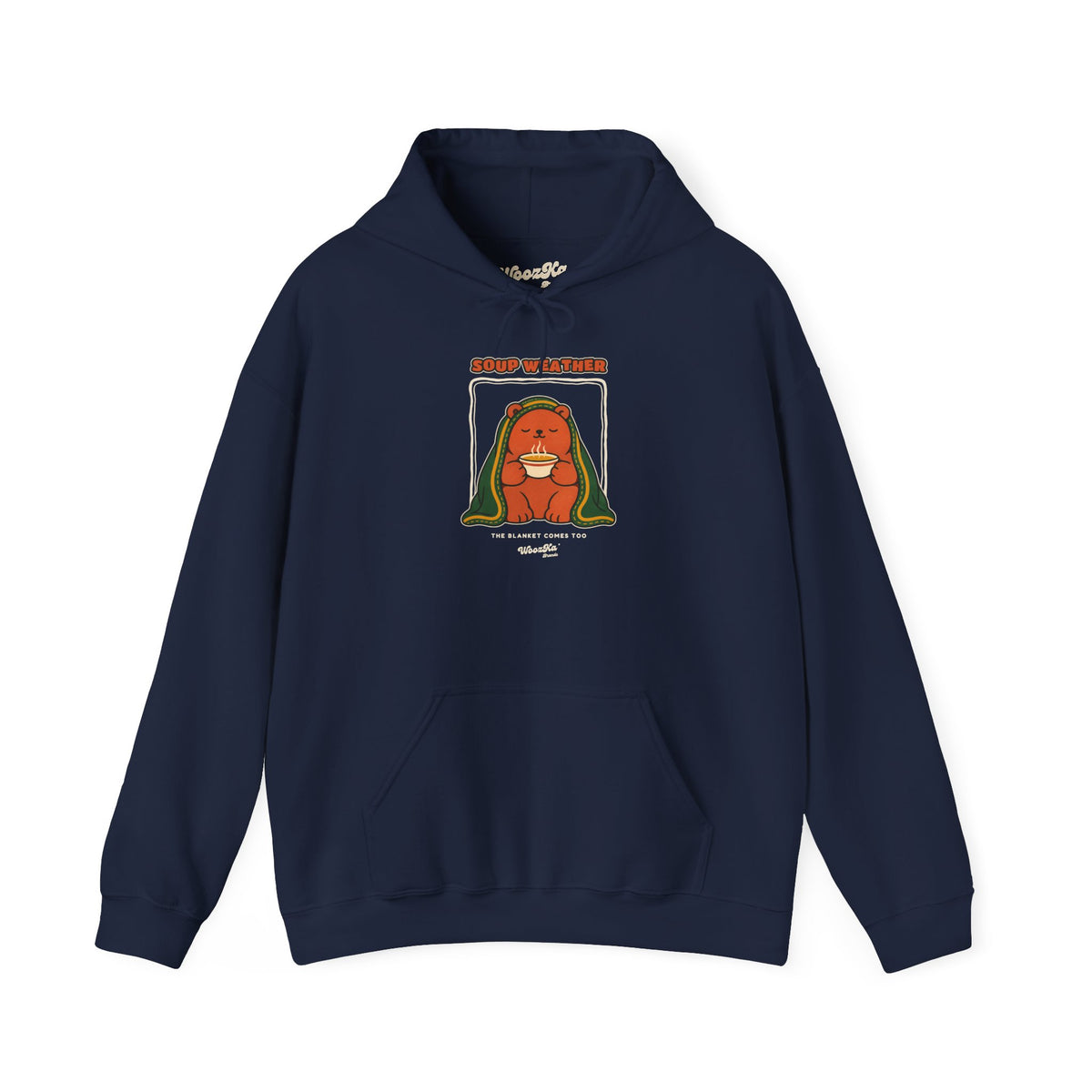 WoozKa Brands Soup Weather Bear Hoodie, Front Graphic