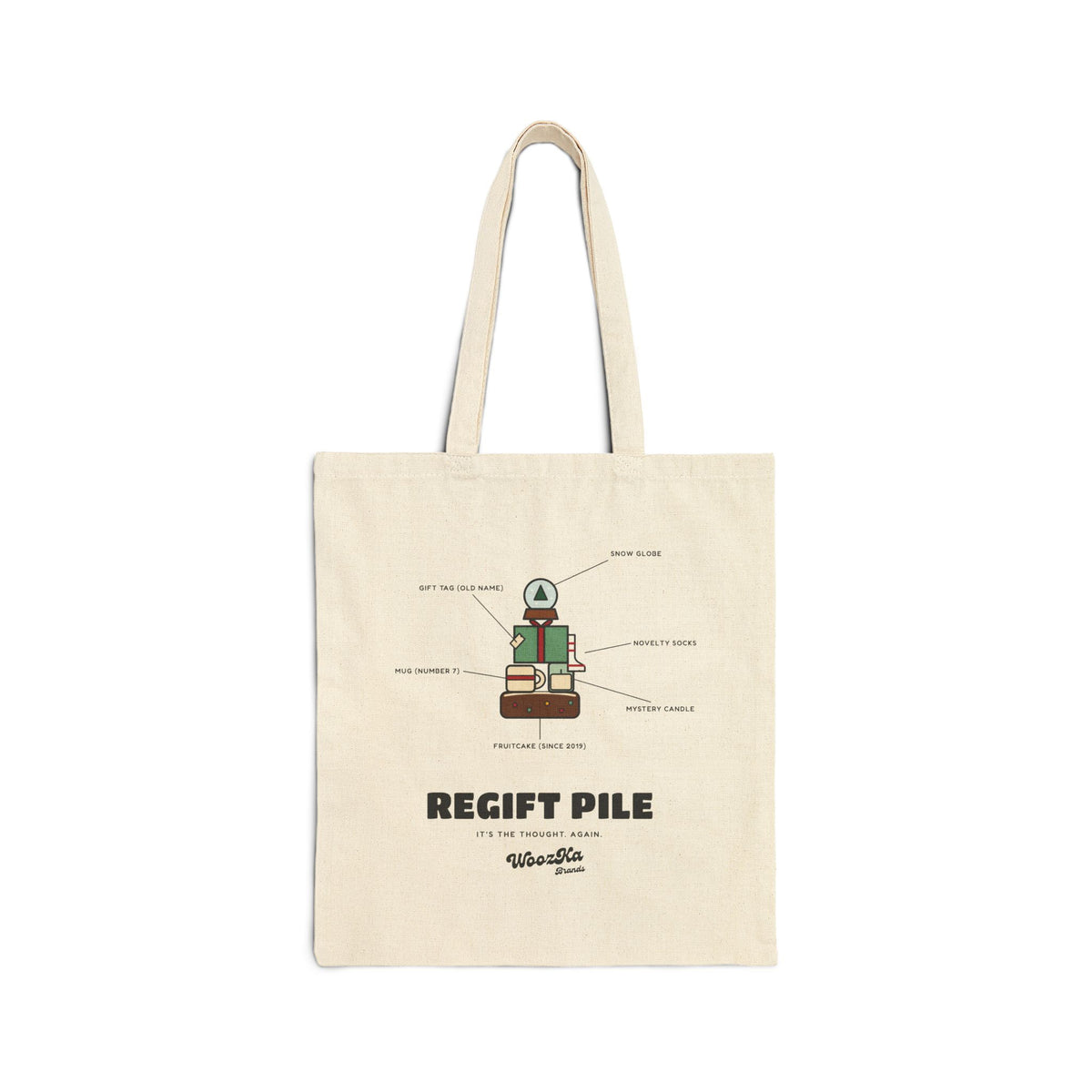 WoozKa Brands Funny Christmas Tote Bag, Regift Office Party Canvas Tote