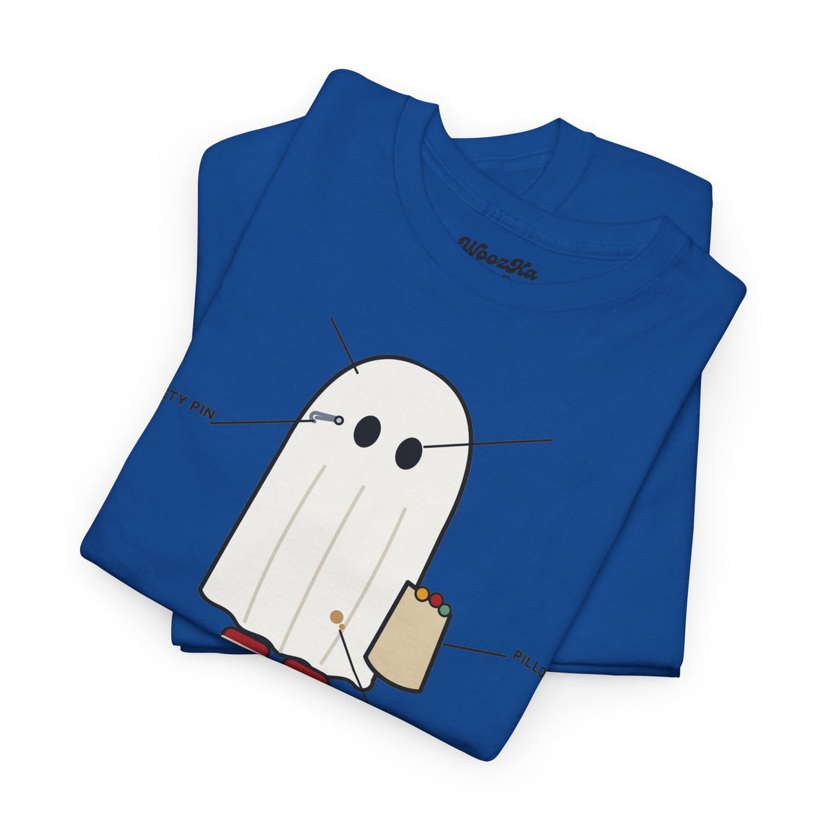 WoozKa Brands Lazy Halloween Costume T-Shirt, Funny Ghost Sheet Front Print