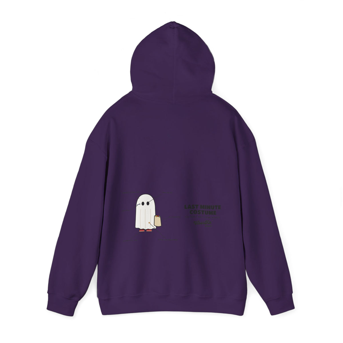WoozKa Brands Lazy Halloween Costume Hoodie, Funny Ghost Wide Back Print