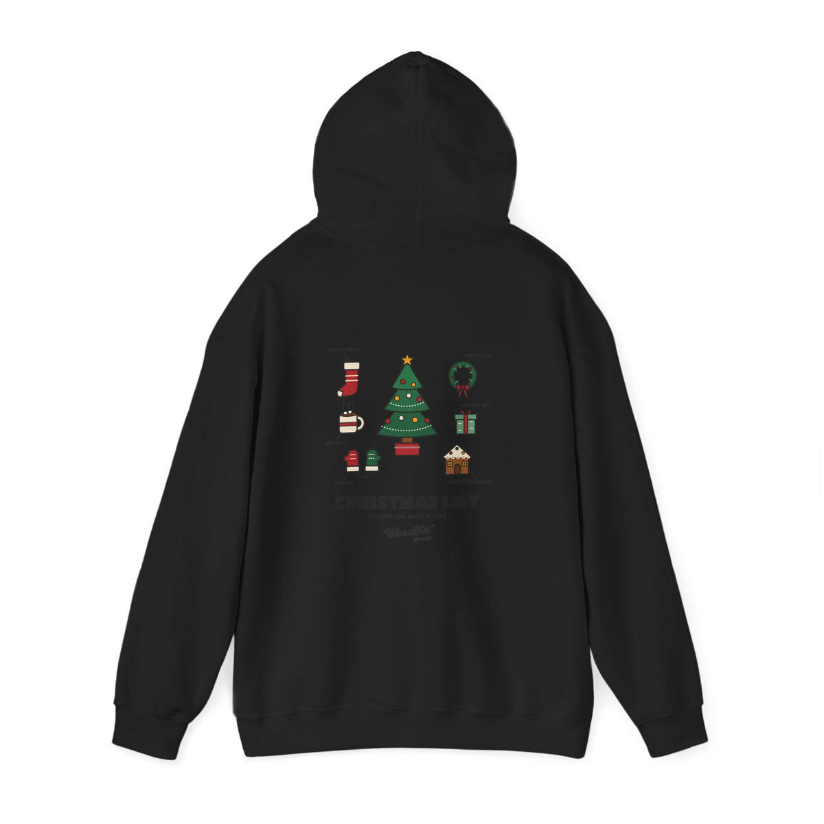 WoozKa Brands Cute Christmas Tree Hoodie, Holiday List Back Print