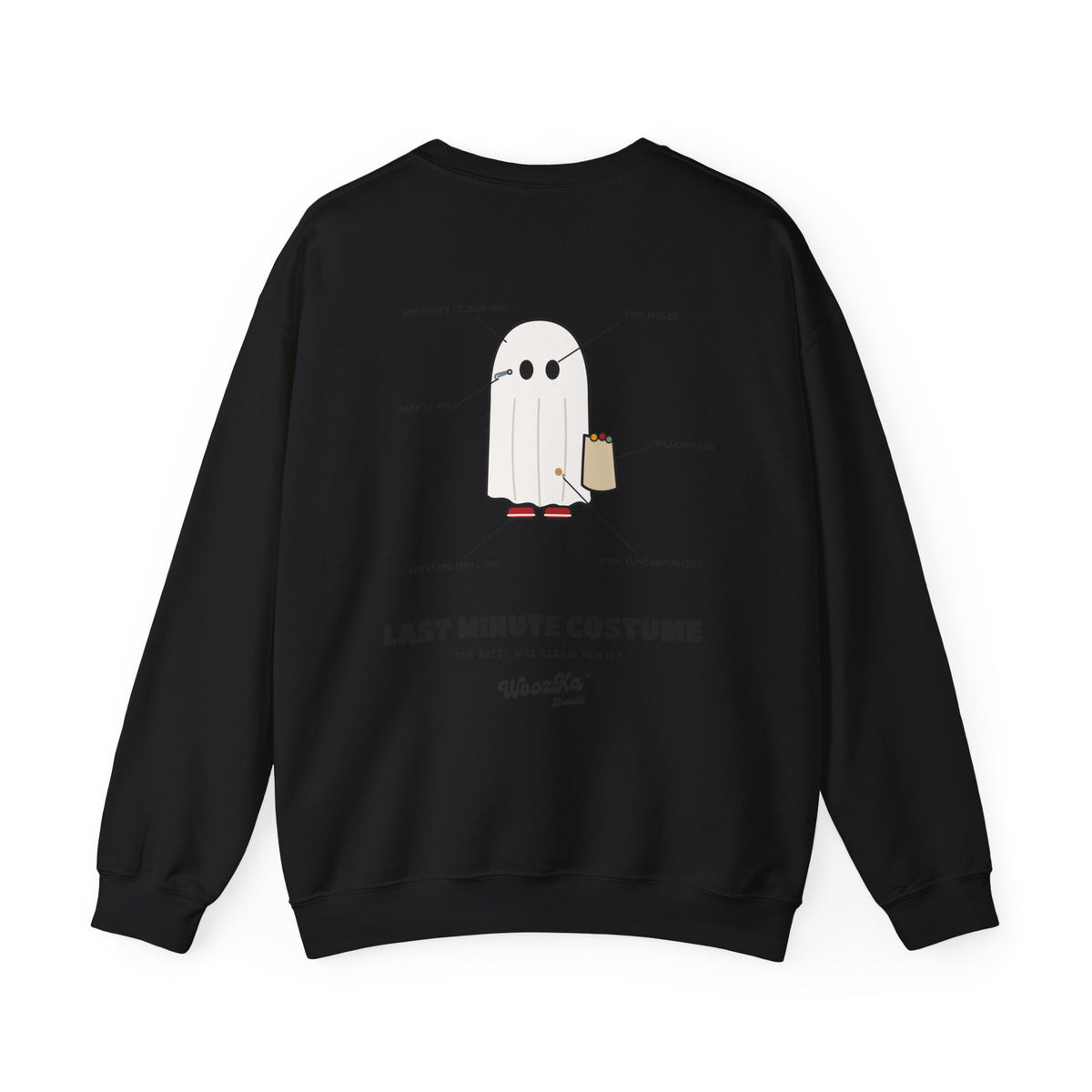 WoozKa Brands Lazy Halloween Costume Sweatshirt, Funny Ghost Back Print