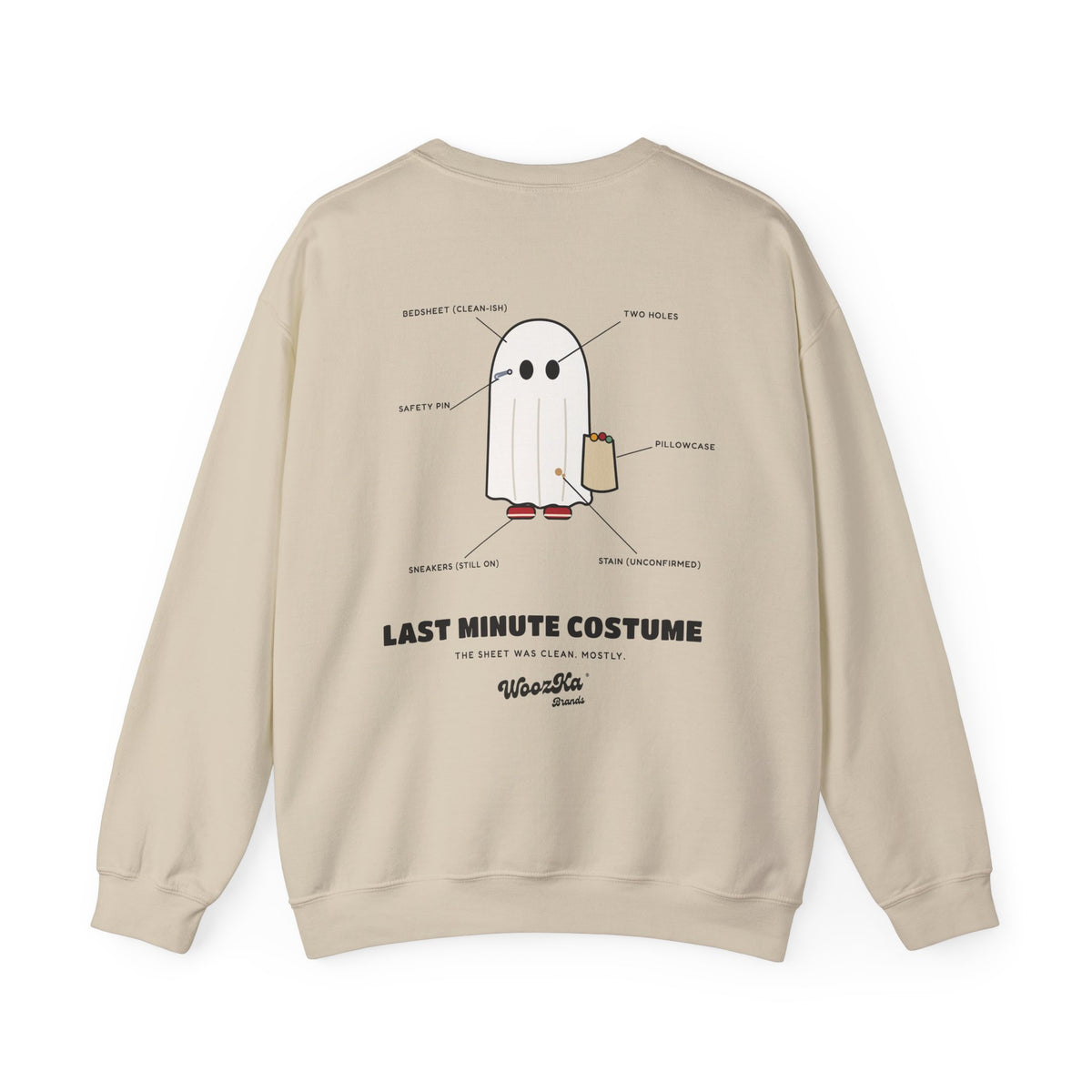 WoozKa Brands Lazy Halloween Costume Sweatshirt, Funny Ghost Back Print
