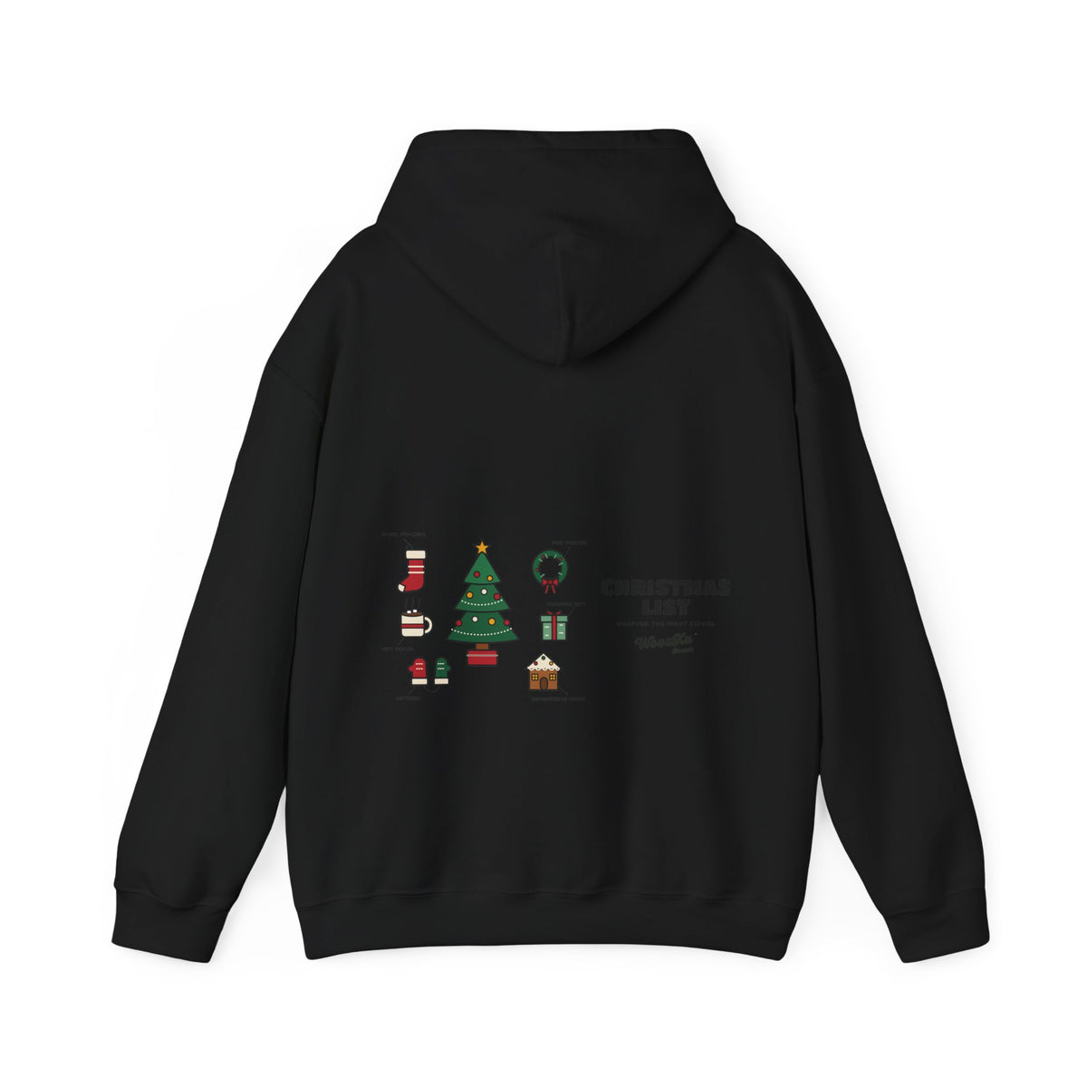 WoozKa Brands Cute Christmas Tree Hoodie, Holiday List Wide Back Print