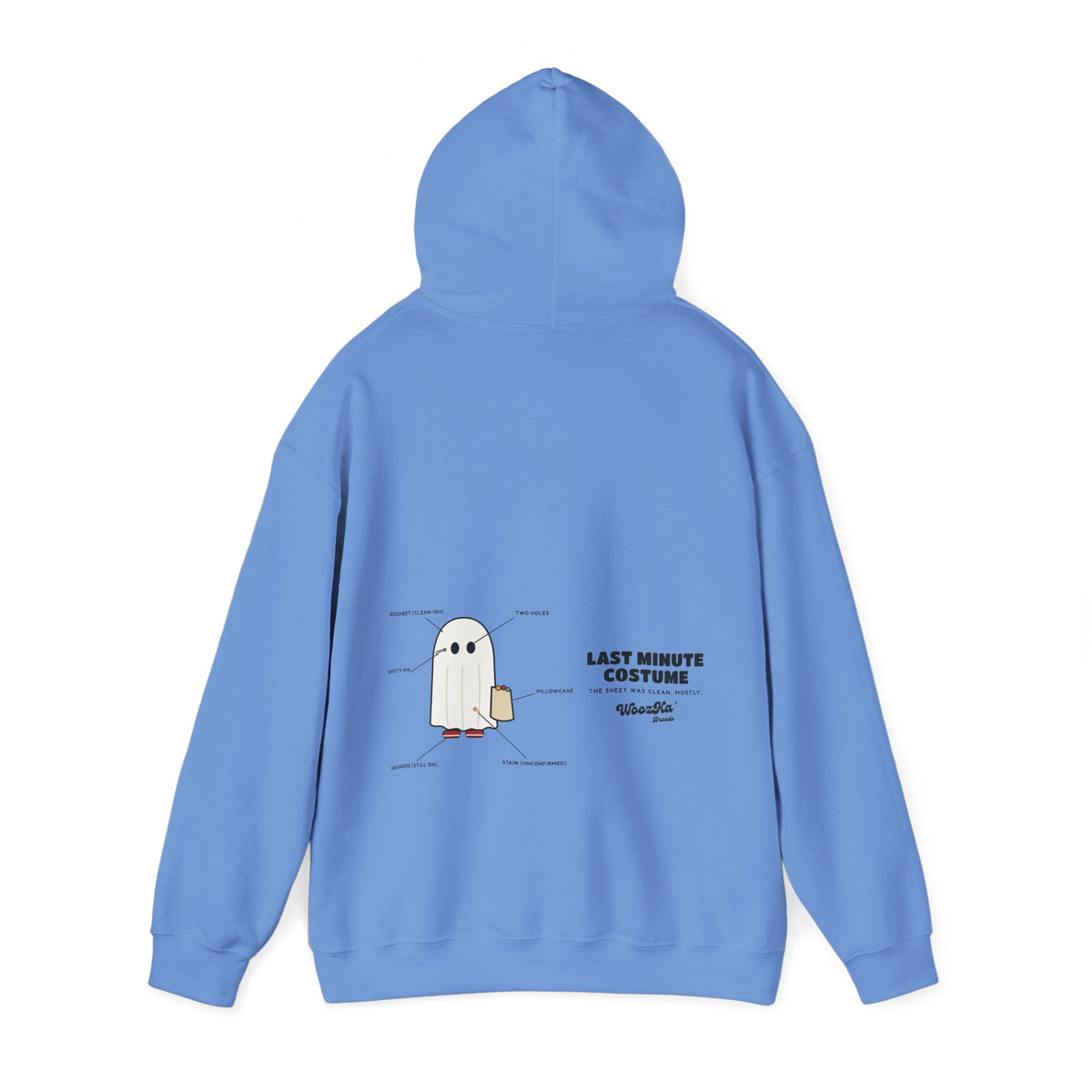 WoozKa Brands Lazy Halloween Costume Hoodie, Funny Ghost Wide Back Print