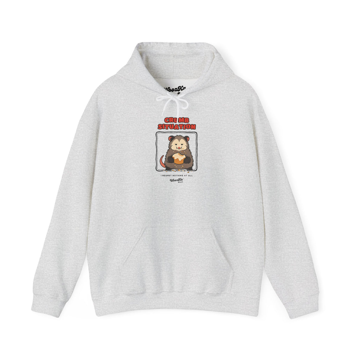 WoozKa Brands Crumb Situation Opossum Hoodie, Front Graphic