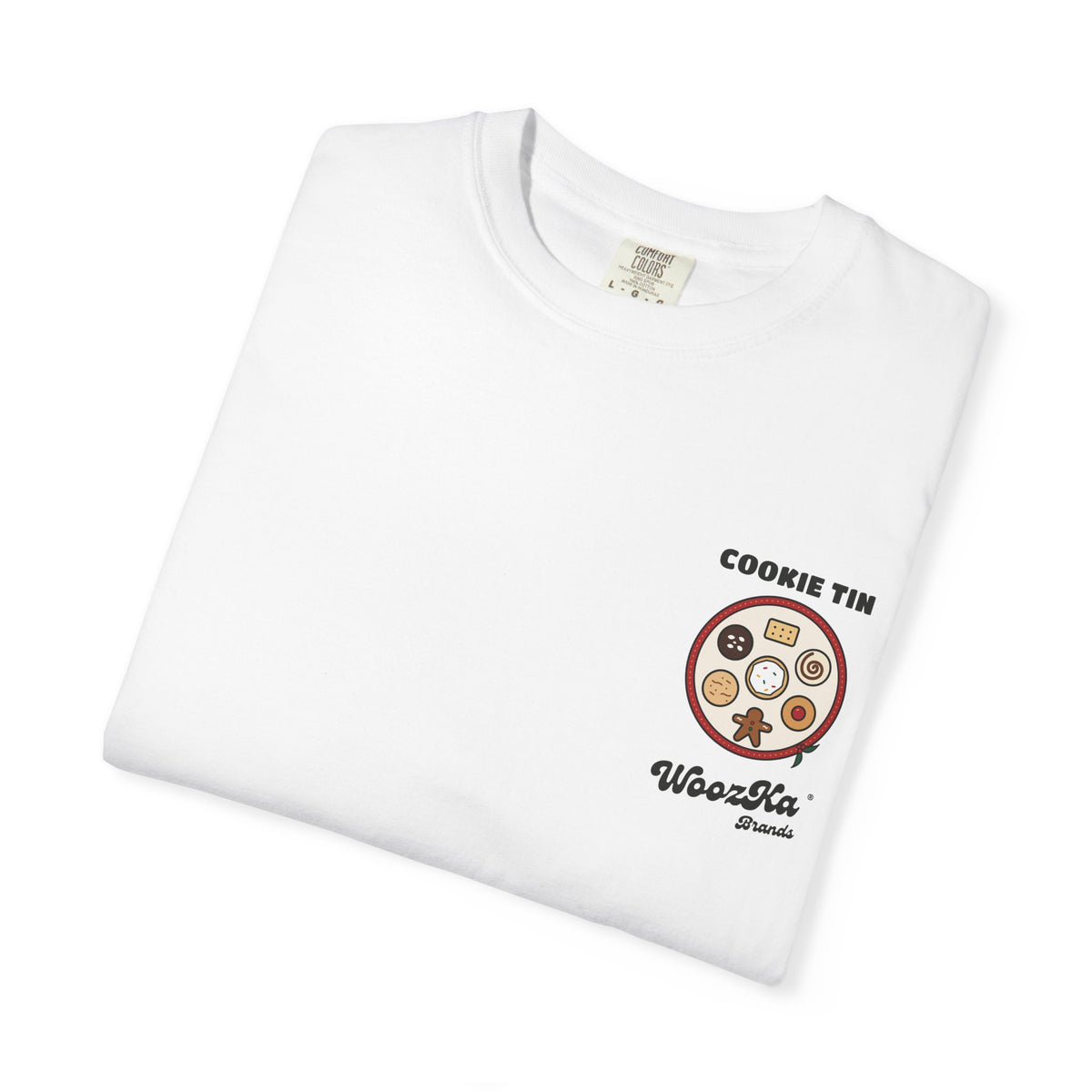 WoozKa Brands Christmas Cookie Heavyweight Tee, Holiday Baking Back Print