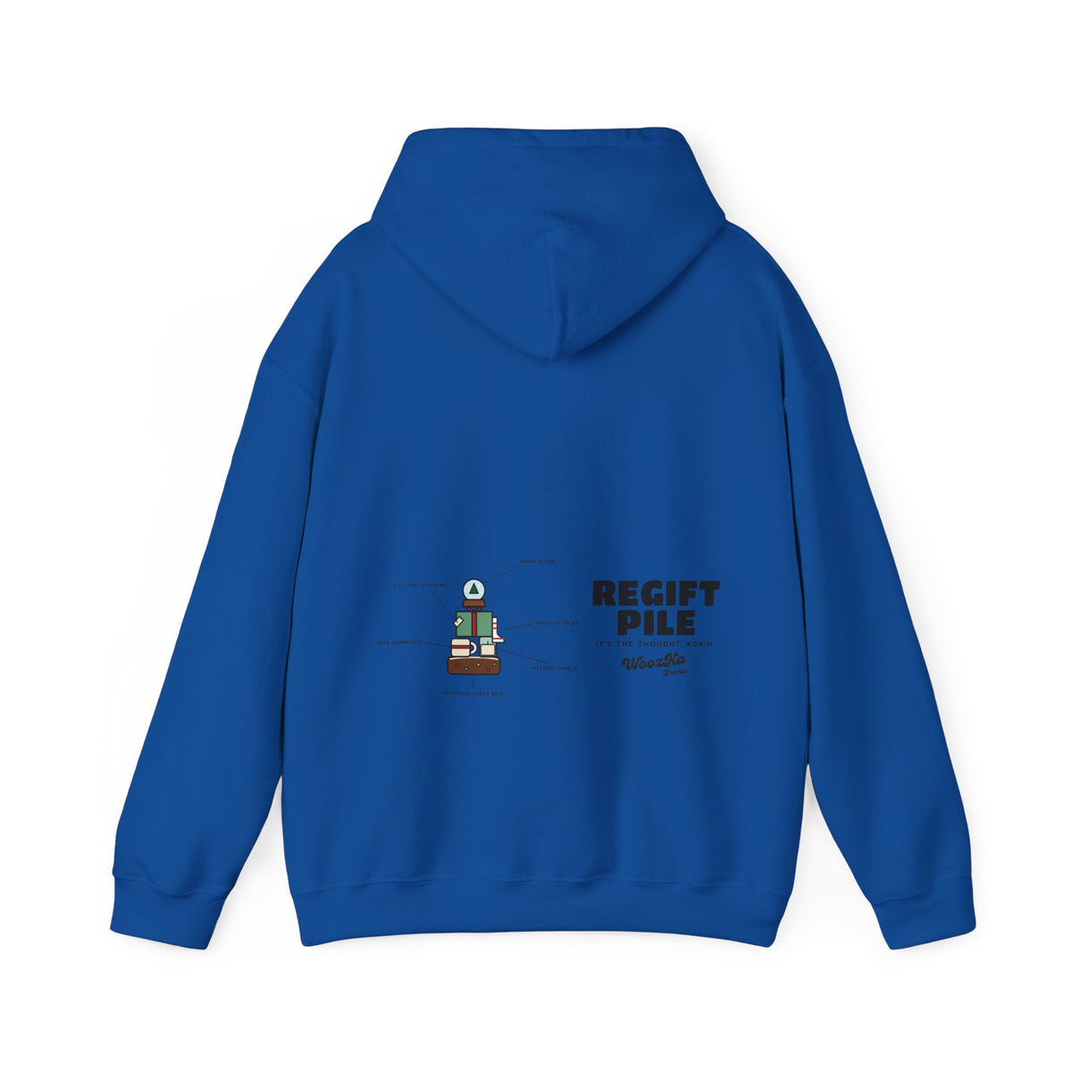 WoozKa Brands Funny Christmas Hoodie, Regift Office Party Wide Back Print