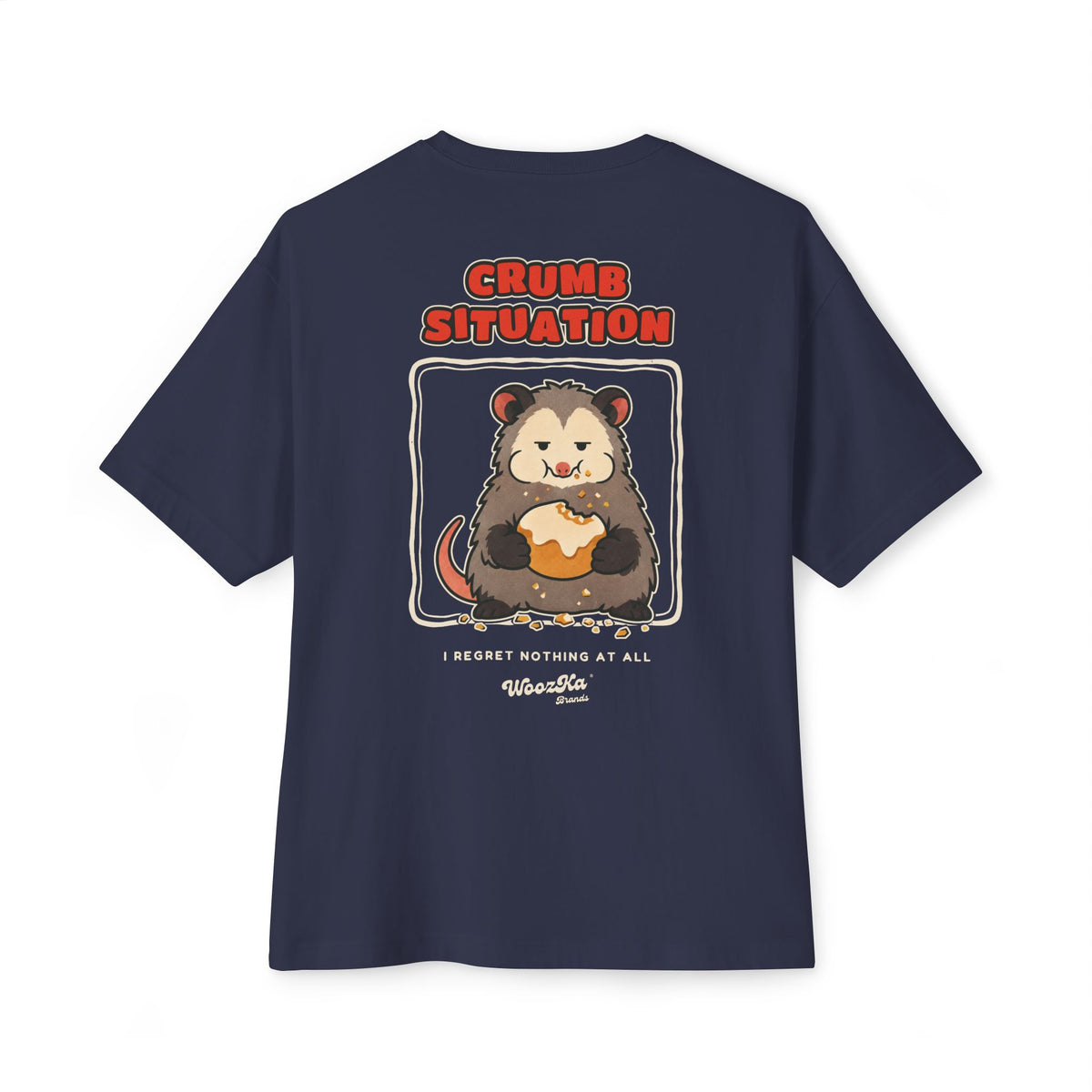 WoozKa Brands Crumb Situation Opossum Oversized Boxy T-Shirt, Two-Sided