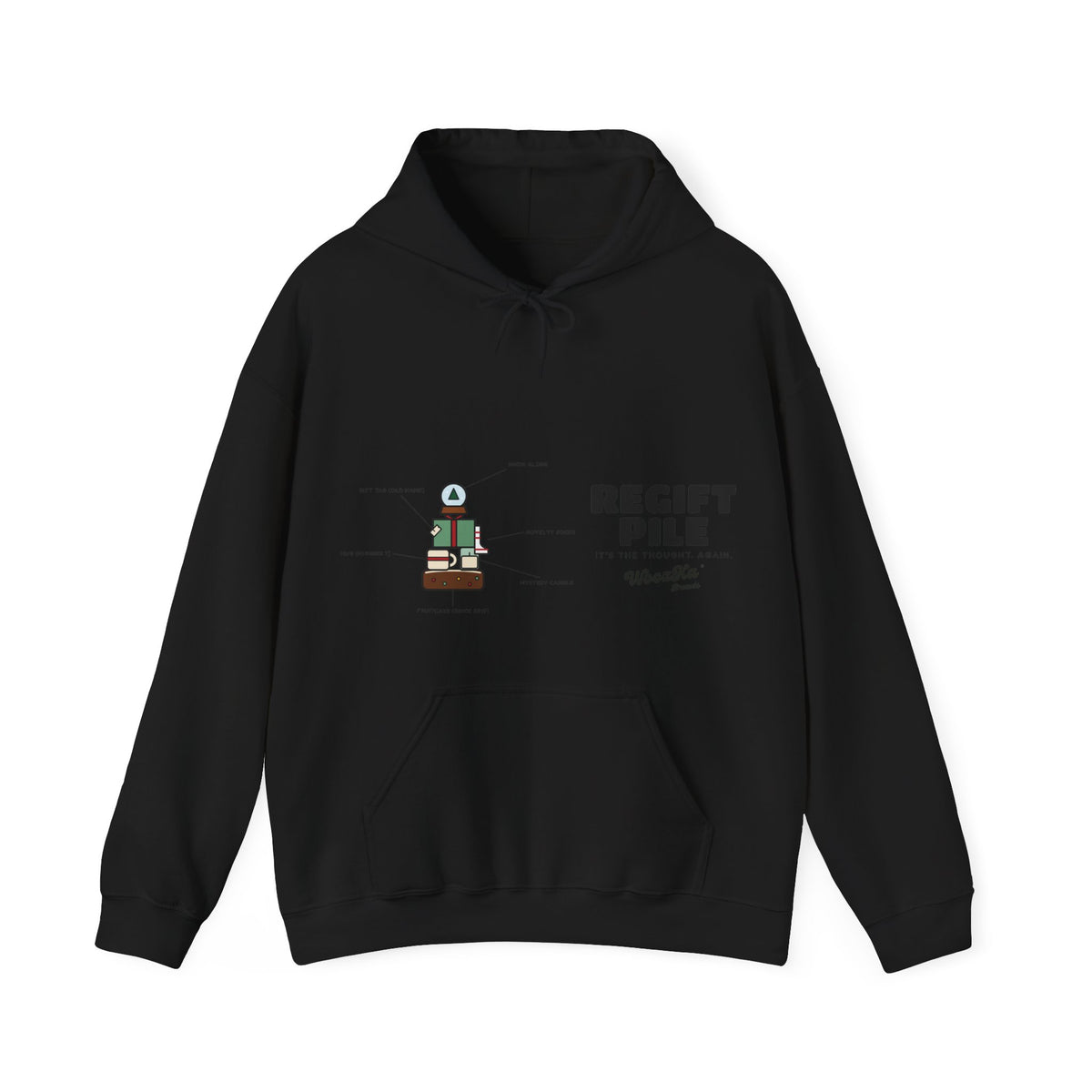 WoozKa Brands Funny Christmas Hoodie, Regift Office Party Wide Front Print