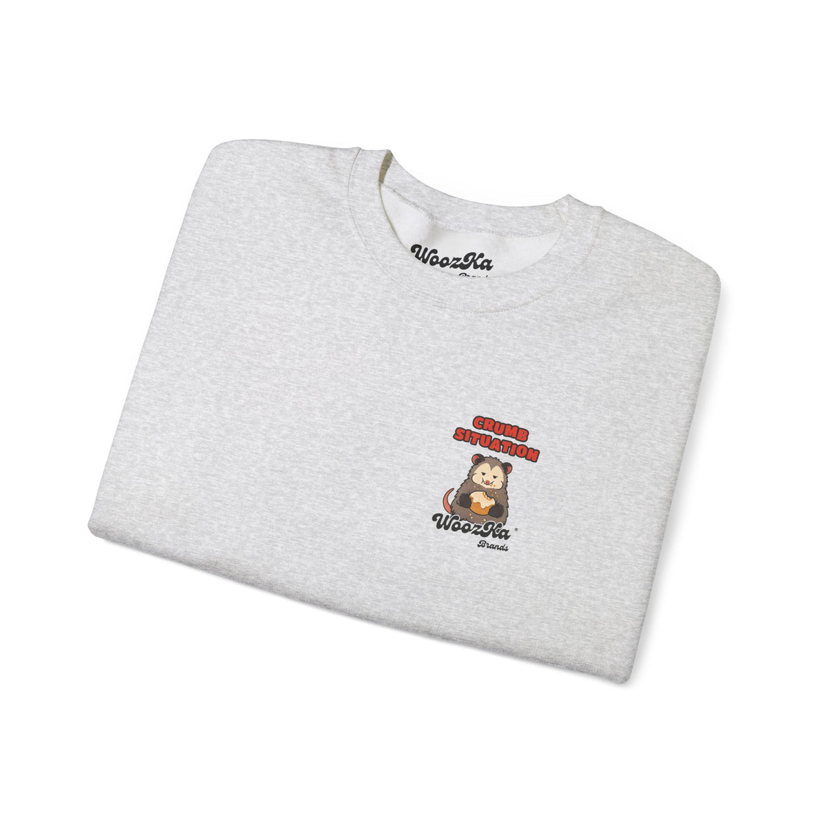 WoozKa Brands Crumb Situation Opossum Crewneck Sweatshirt, Two-Sided