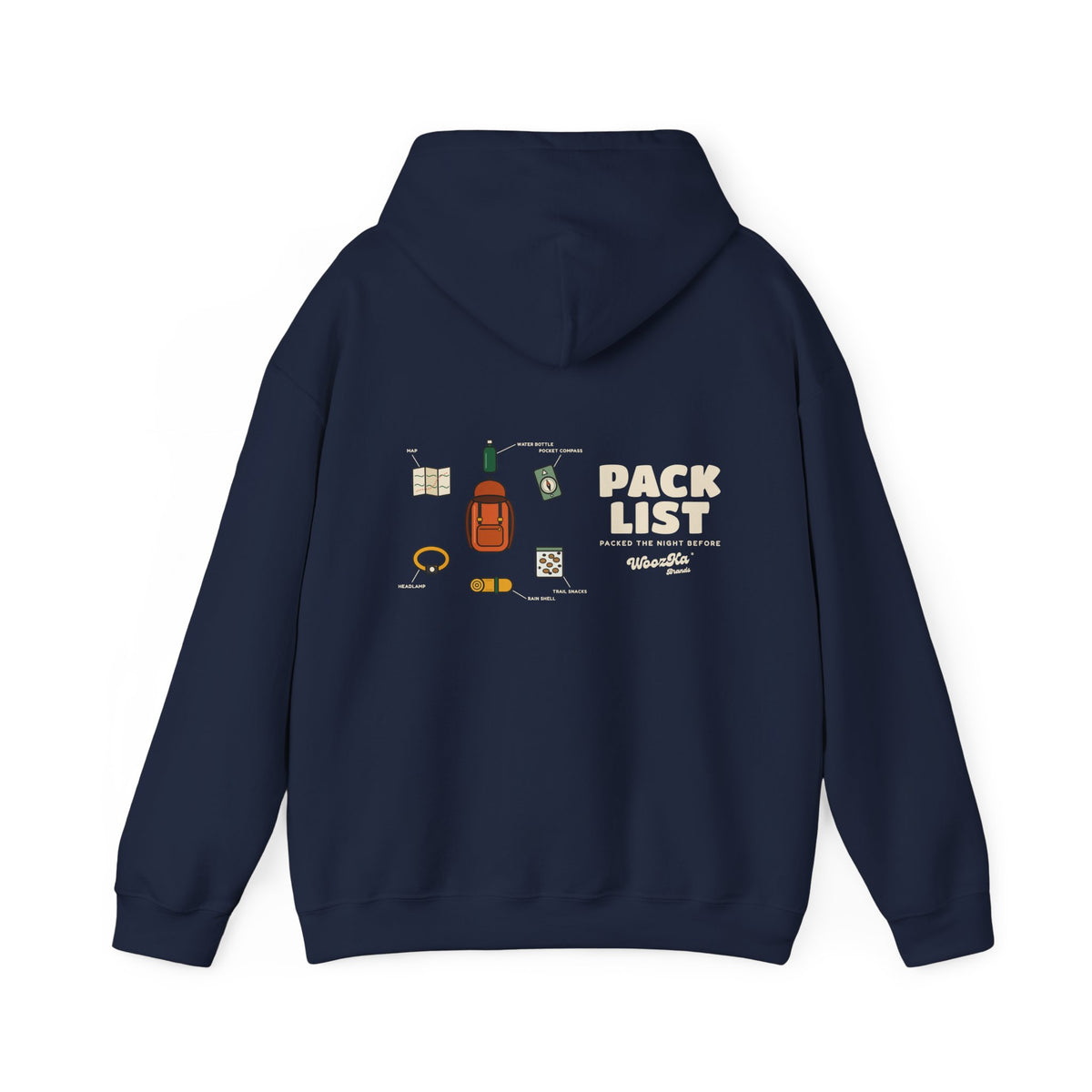 WoozKa Brands Hiking Hoodie, Backpacking Gear List Wide Back Print
