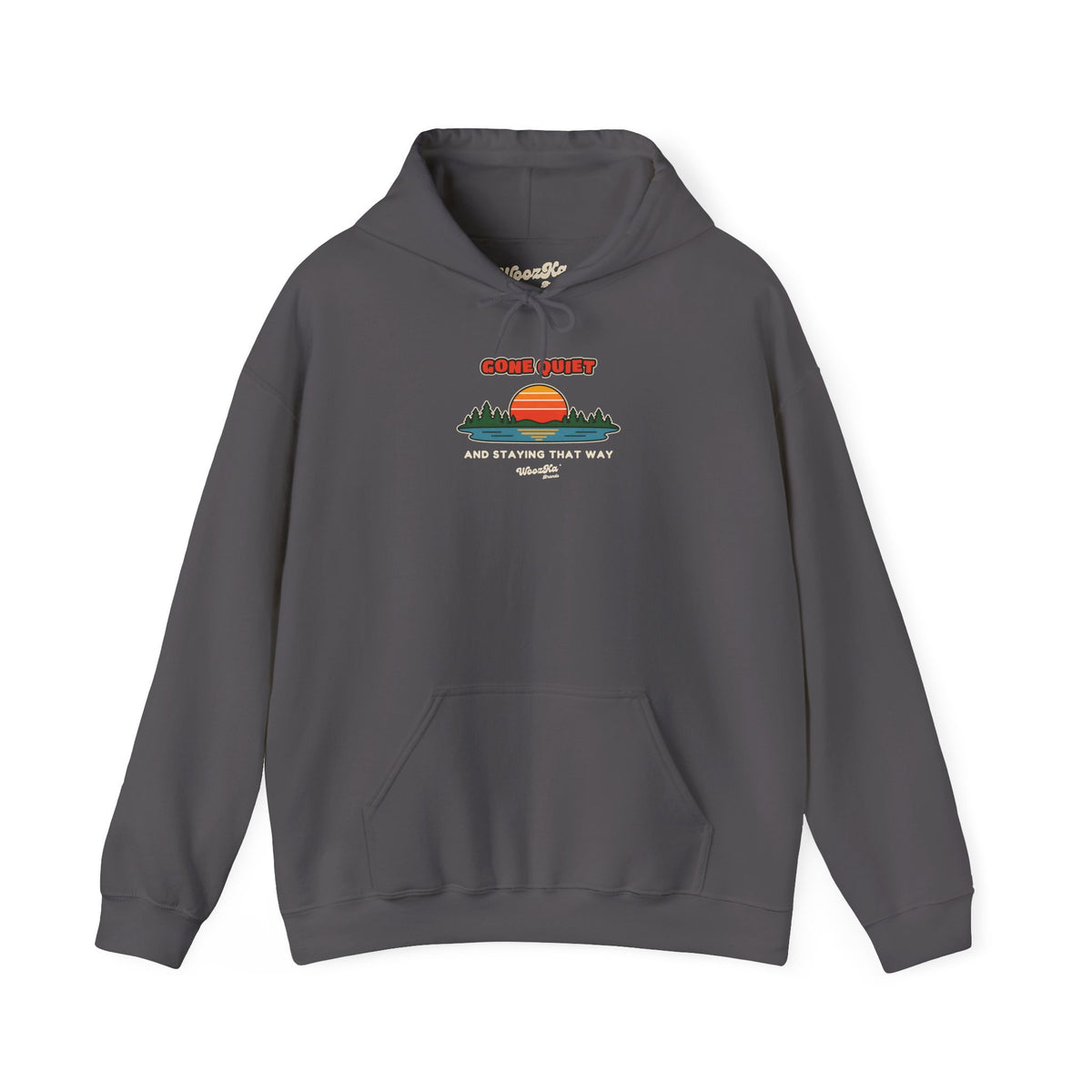 WoozKa Brands Retro Sunset Lake Hoodie, Nature Outdoors Pine Front Print