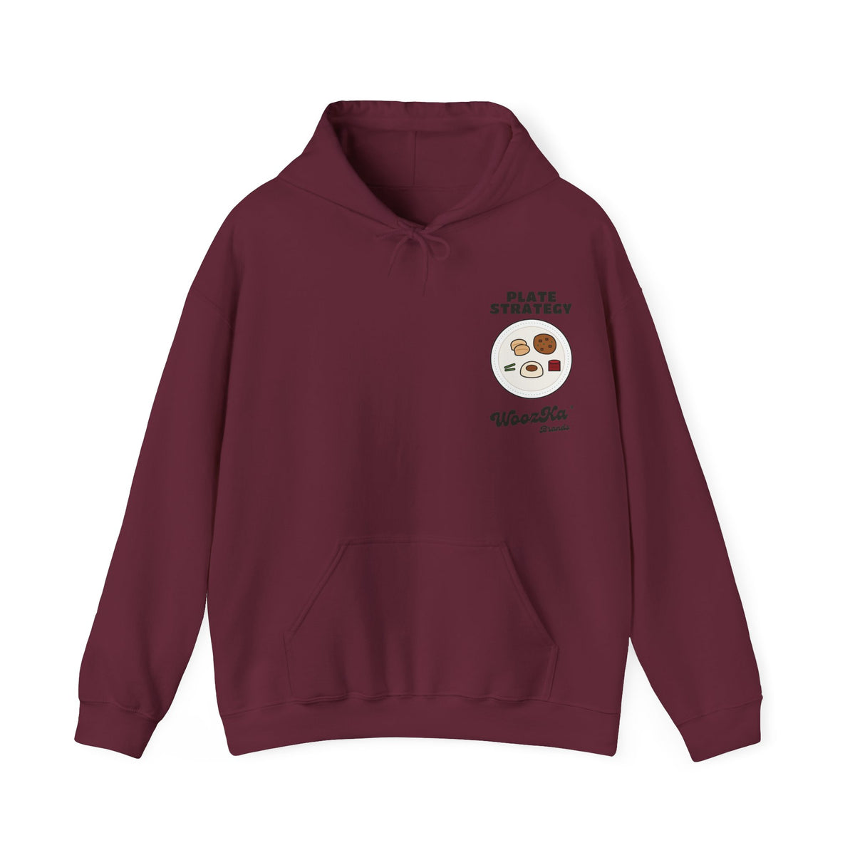 WoozKa Brands Funny Thanksgiving Hoodie, Turkey Dinner Plate Back Print