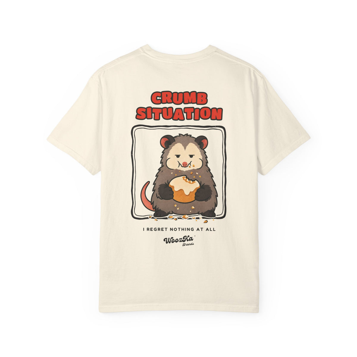 WoozKa Brands Crumb Situation Opossum Garment-Dyed T-Shirt, Two-Sided
