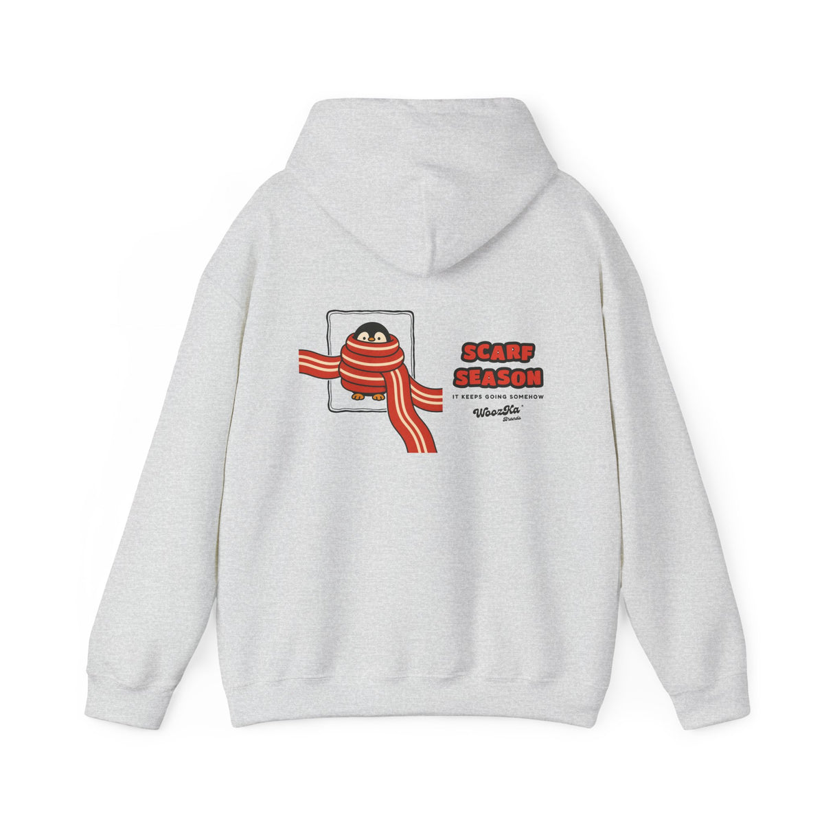 WoozKa Brands Scarf Season Penguin Hoodie, Wide Back Graphic