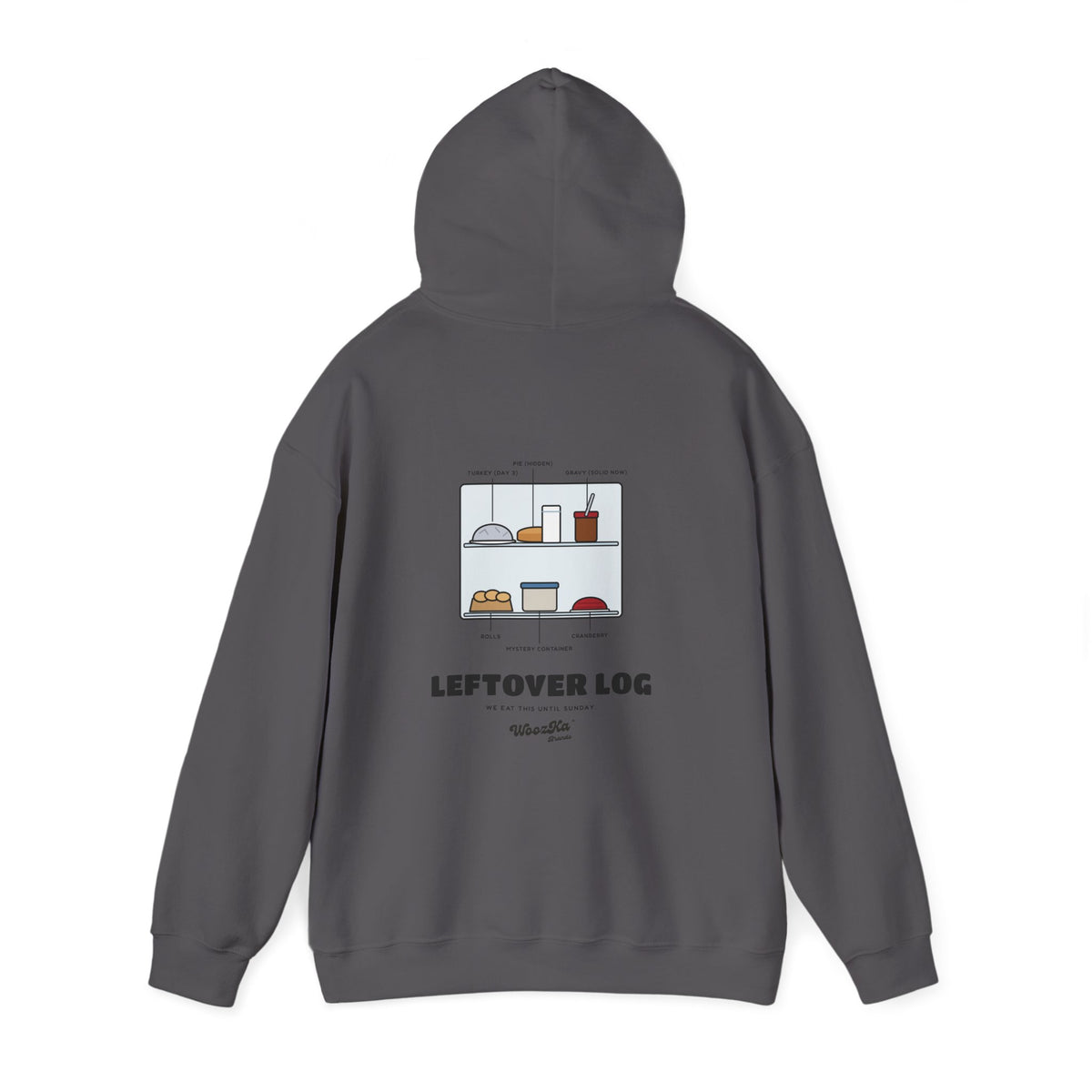 WoozKa Brands Funny Thanksgiving Leftovers Hoodie, Turkey Pie Back Print