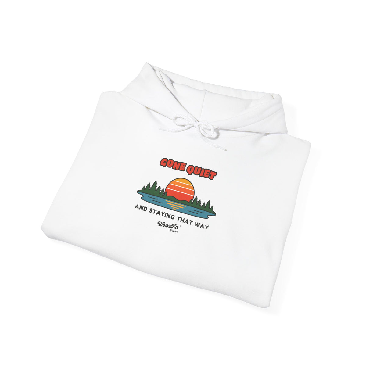 WoozKa Brands Retro Sunset Lake Hoodie, Nature Outdoors Pine Front Print