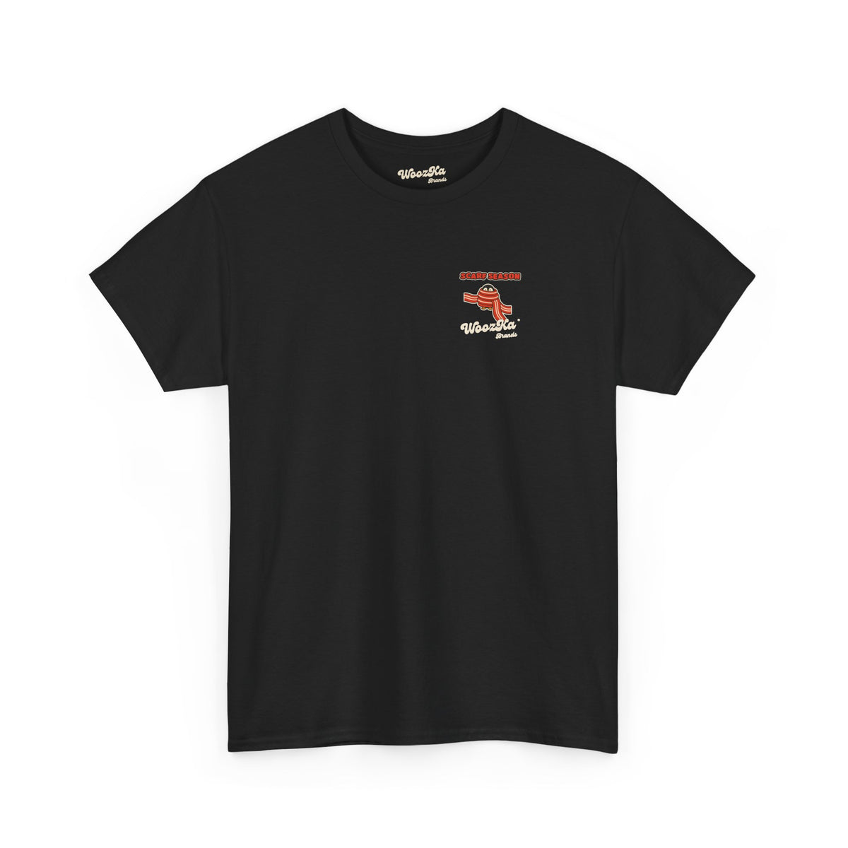 WoozKa Brands Scarf Season Penguin Heavy Cotton T-Shirt, Two-Sided Graphic