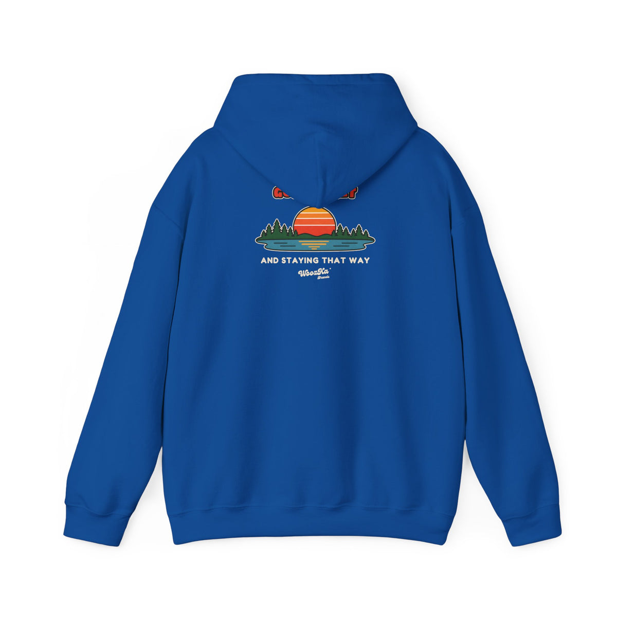 WoozKa Brands Retro Sunset Lake Hoodie, Nature Outdoors Pine Back Print