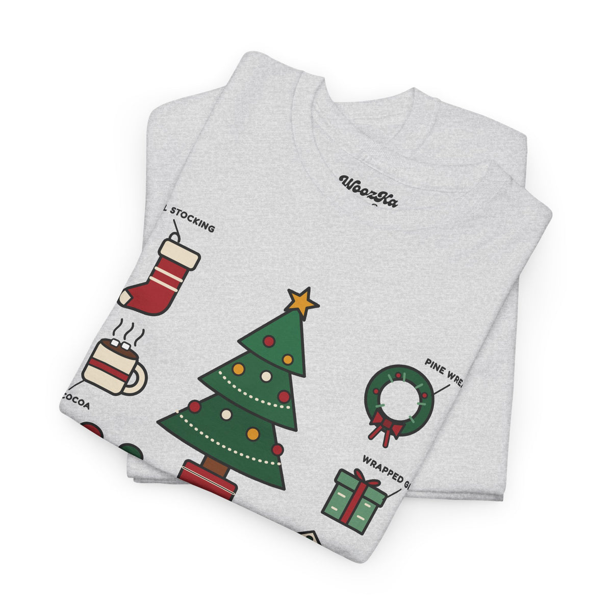 WoozKa Brands Cute Christmas Tree T-Shirt, Holiday List Front Print