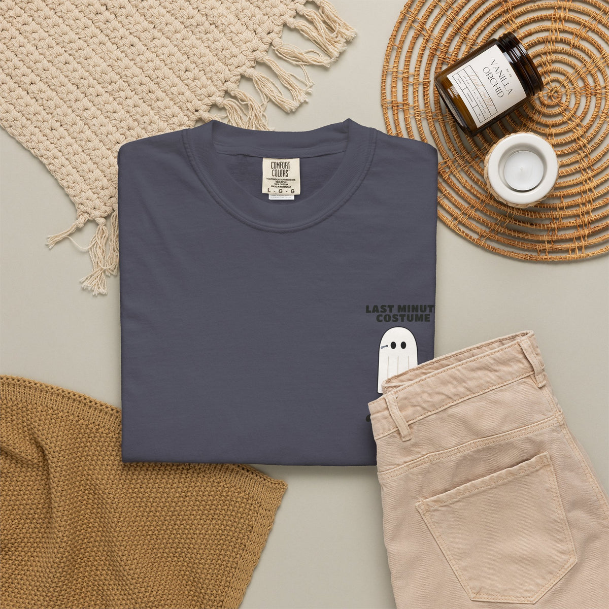 WoozKa Brands Lazy Halloween Costume Heavyweight Tee, Back Print