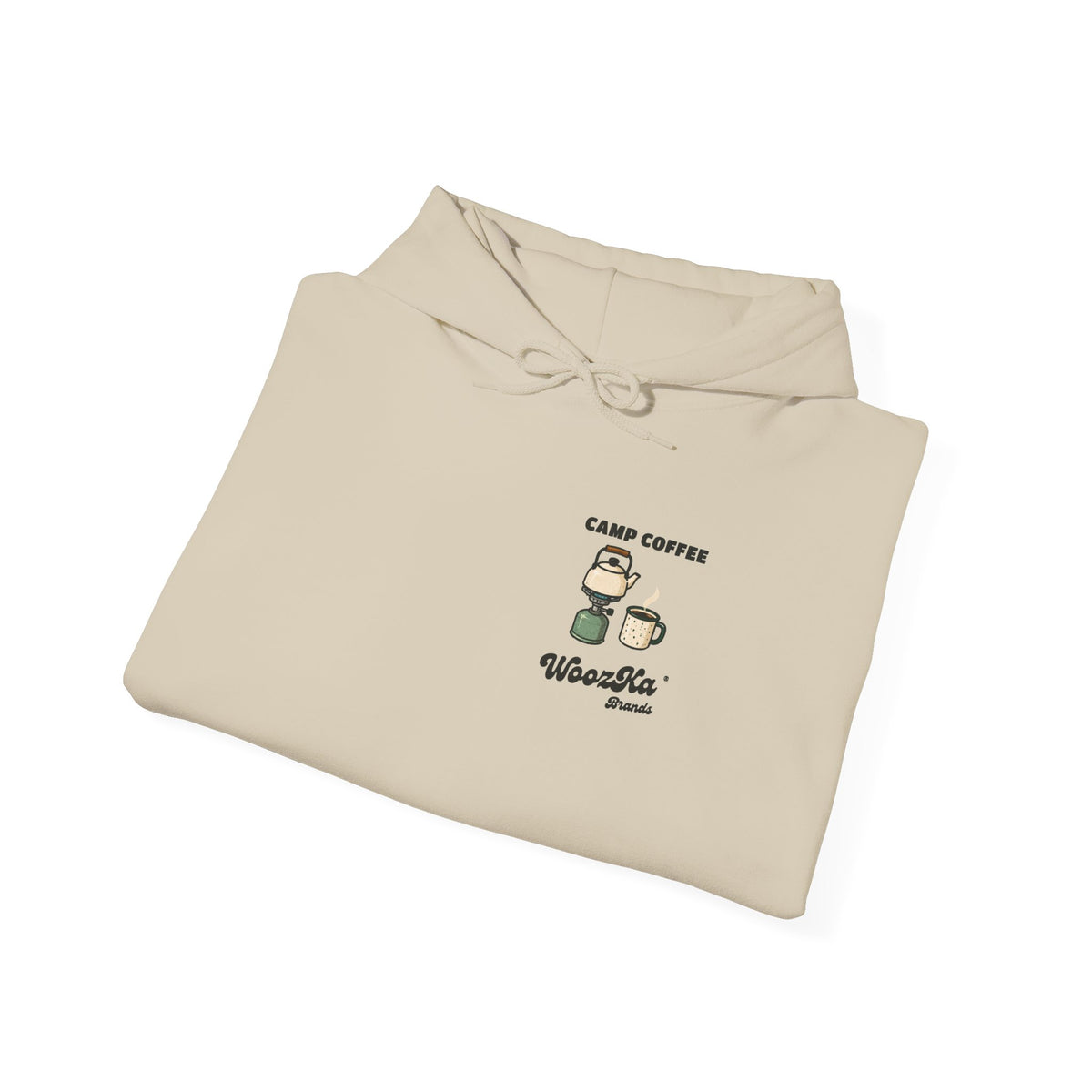 WoozKa Brands Camp Coffee Camping Hoodie, Front and Back Graphic