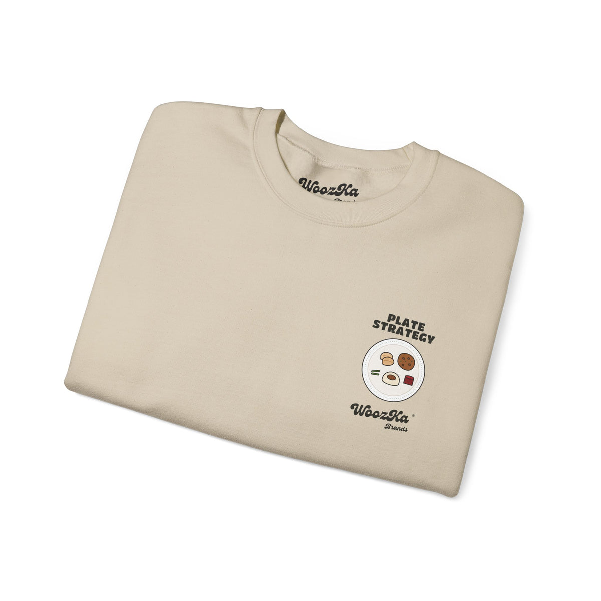 WoozKa Brands Funny Thanksgiving Sweatshirt, Turkey Dinner Plate Back Print